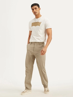 Men's Beige Loose Fit Chino Cargos Anti Snag Fabric
