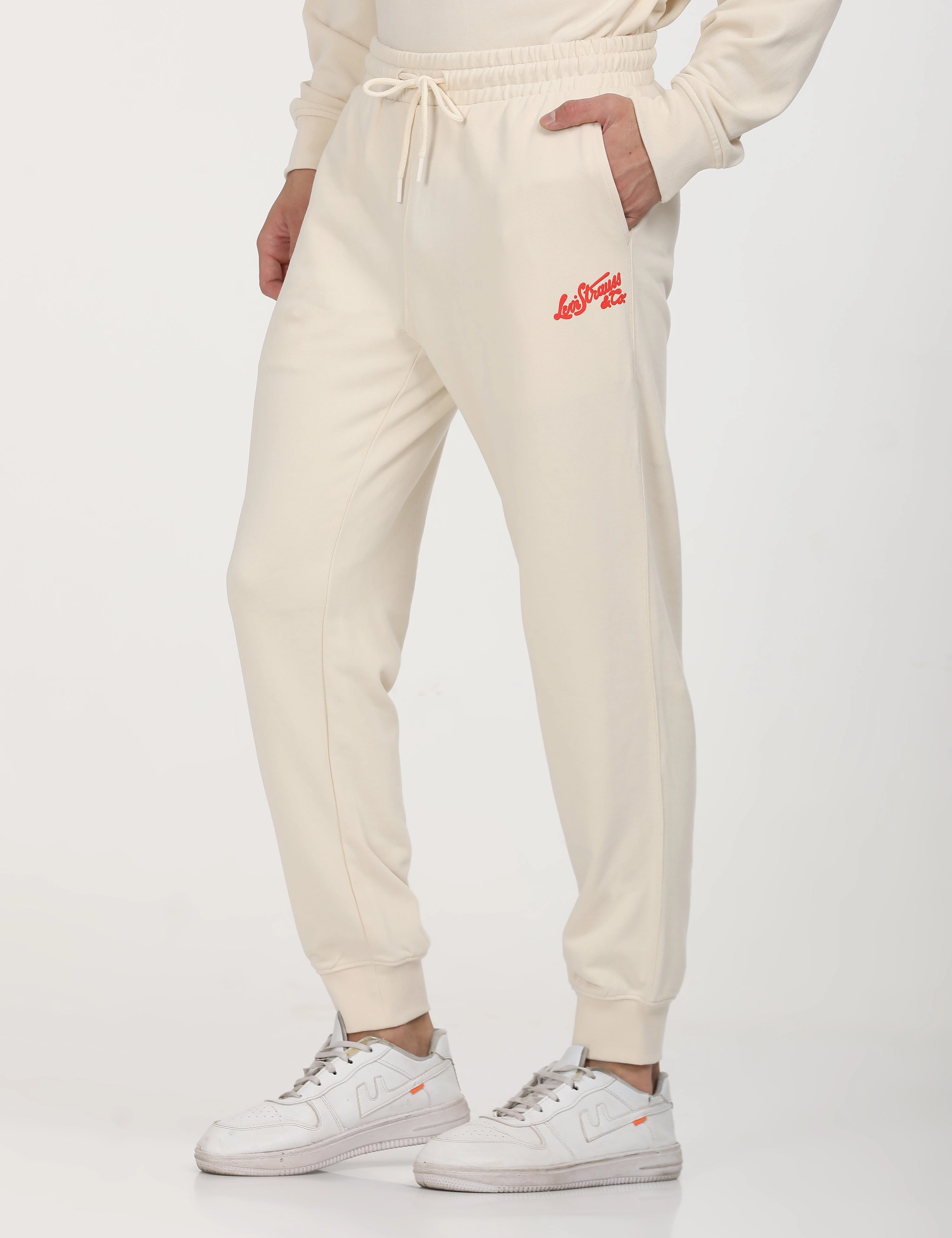 No Ride-Up TearResistantMaterial Men's Beige Regular Fit Joggers