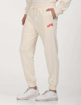 No Ride-Up TearResistantMaterial Men's Beige Regular Fit Joggers