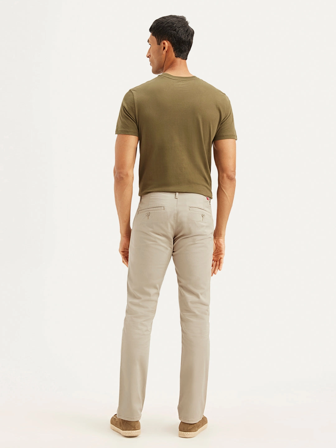 ElasticWaist Men's Beige Slim Fit Chinos