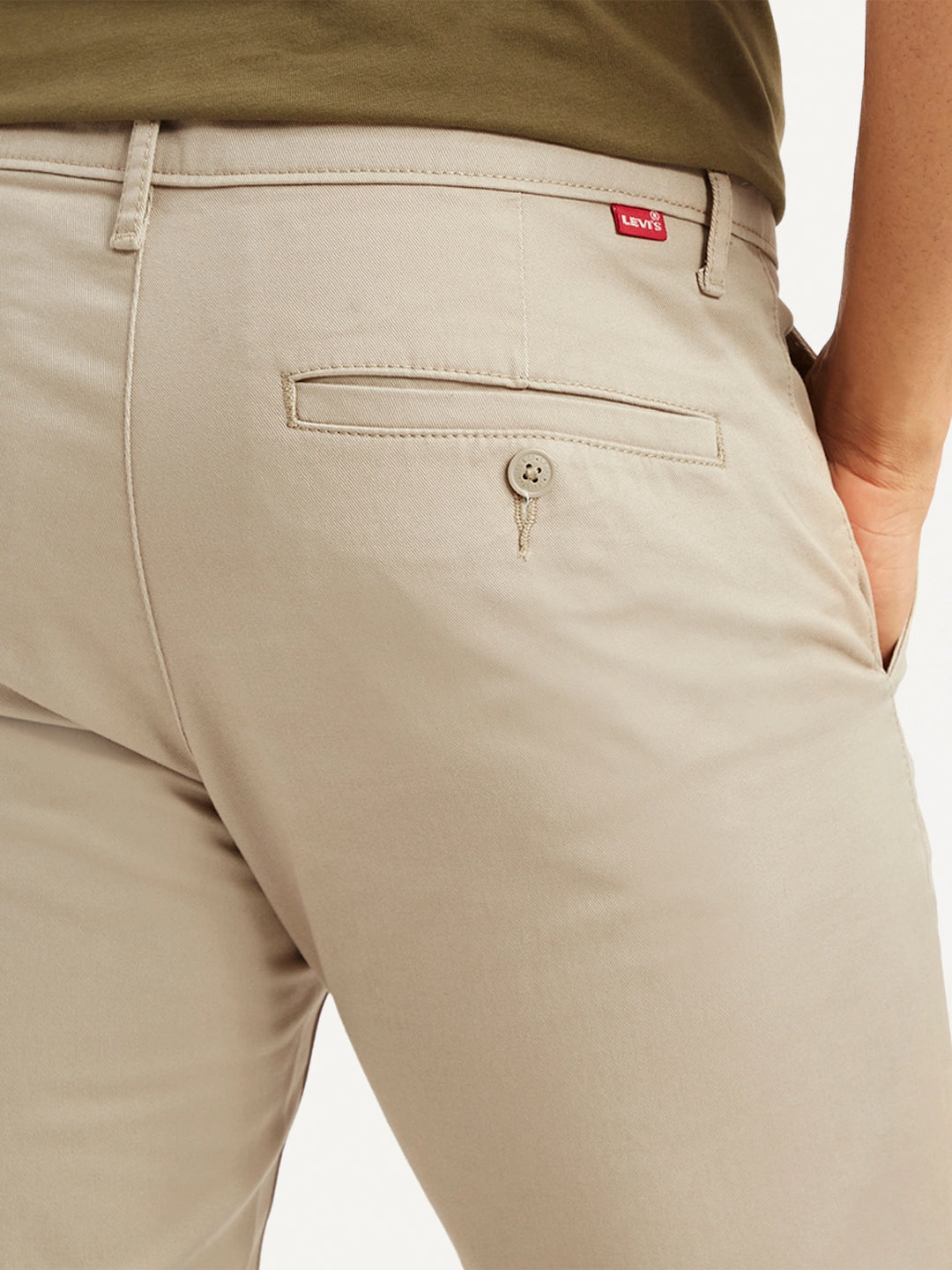 Men's Beige Slim Fit Chinos Loose Design