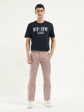 Easy Match Flat waistband Men's Beige Slim Fit Chinos