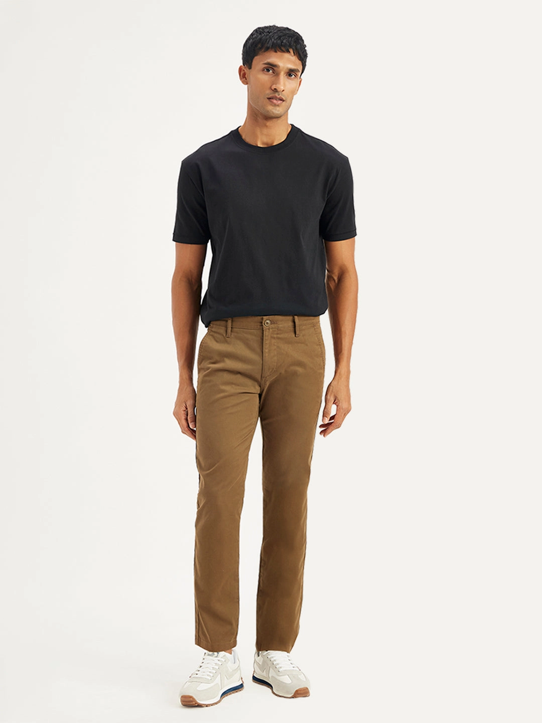 Men's Brown Slim Fit Chinos Relaxed Wear Sport Flex