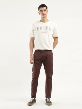 Breathable Comfort Men's Brown Slim Tapered Fit Chinos