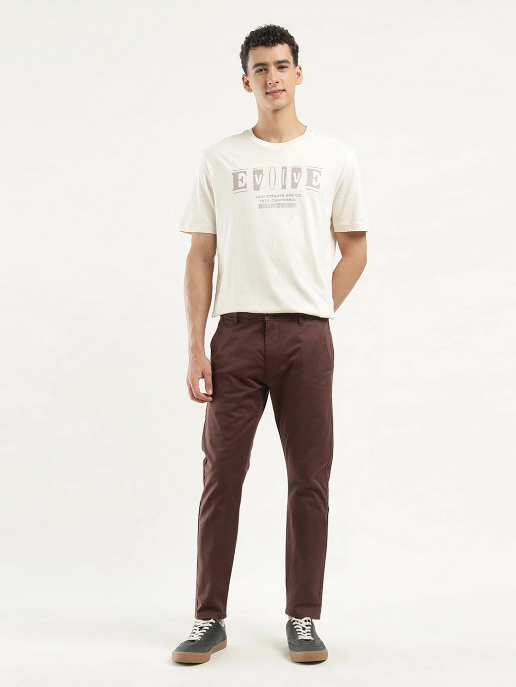 Men's Brown Slim Tapered Fit Chinos Water Repellent Coating