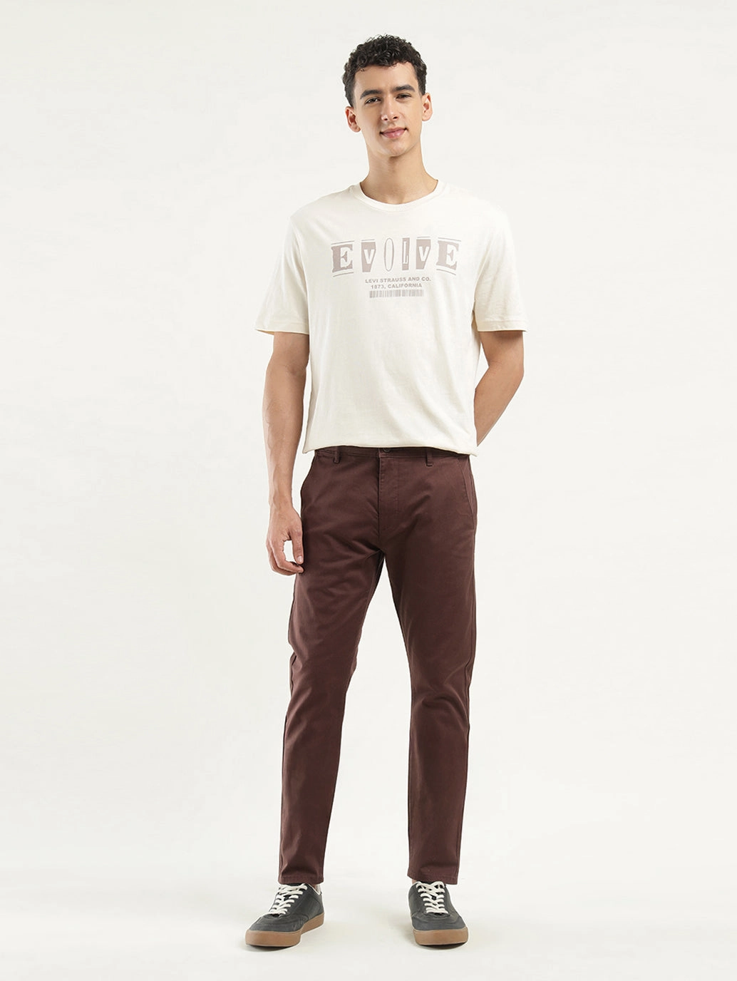 Men's Brown Slim Tapered Fit Chinos Core Fit TearResistantMaterial