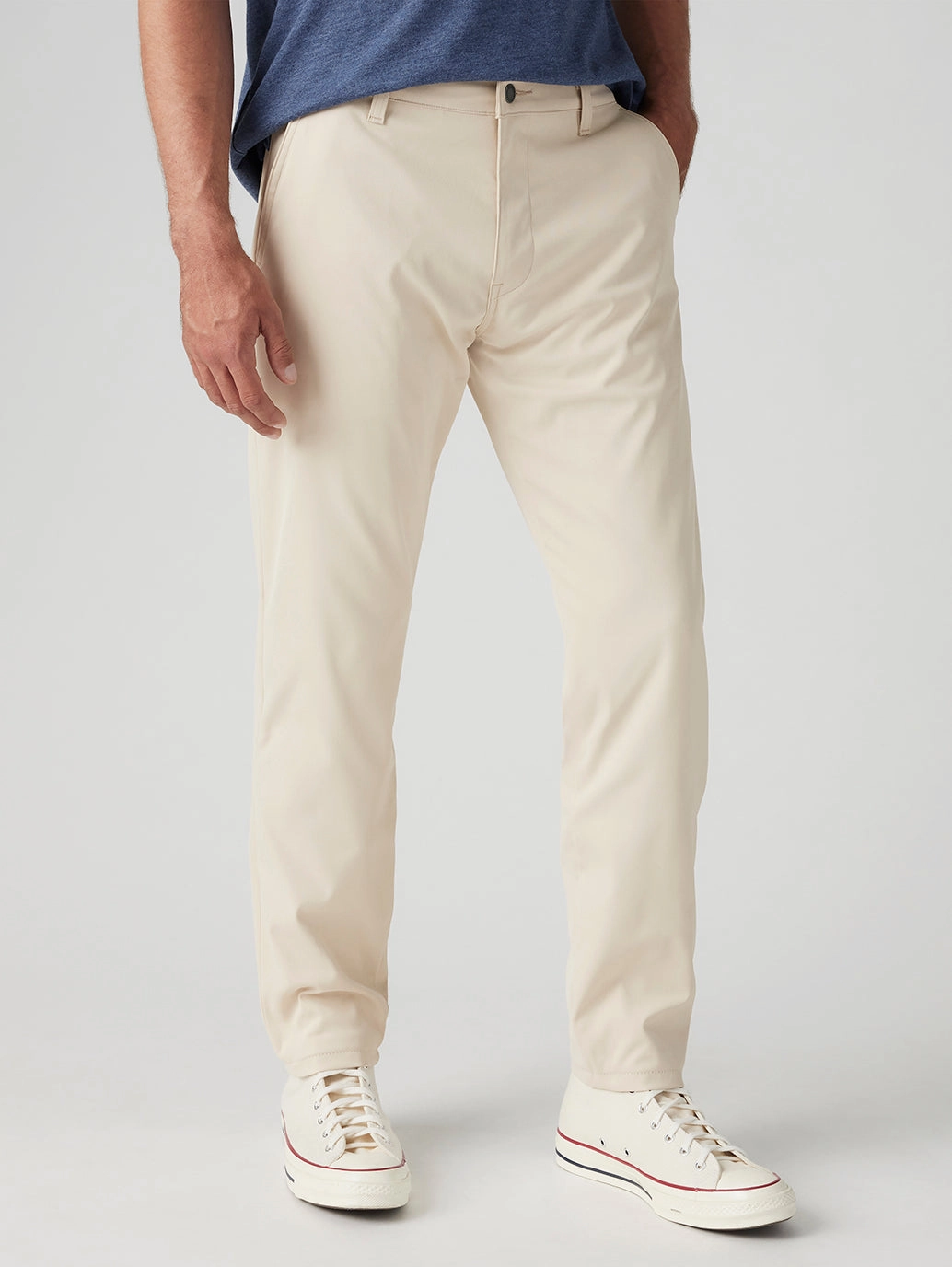 Commuter Fit Tapered ankle Men's Cream Straight Fit Chinos