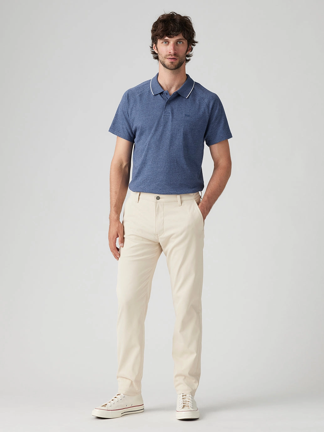 Men's Cream Straight Fit Chinos Stylish Waistband