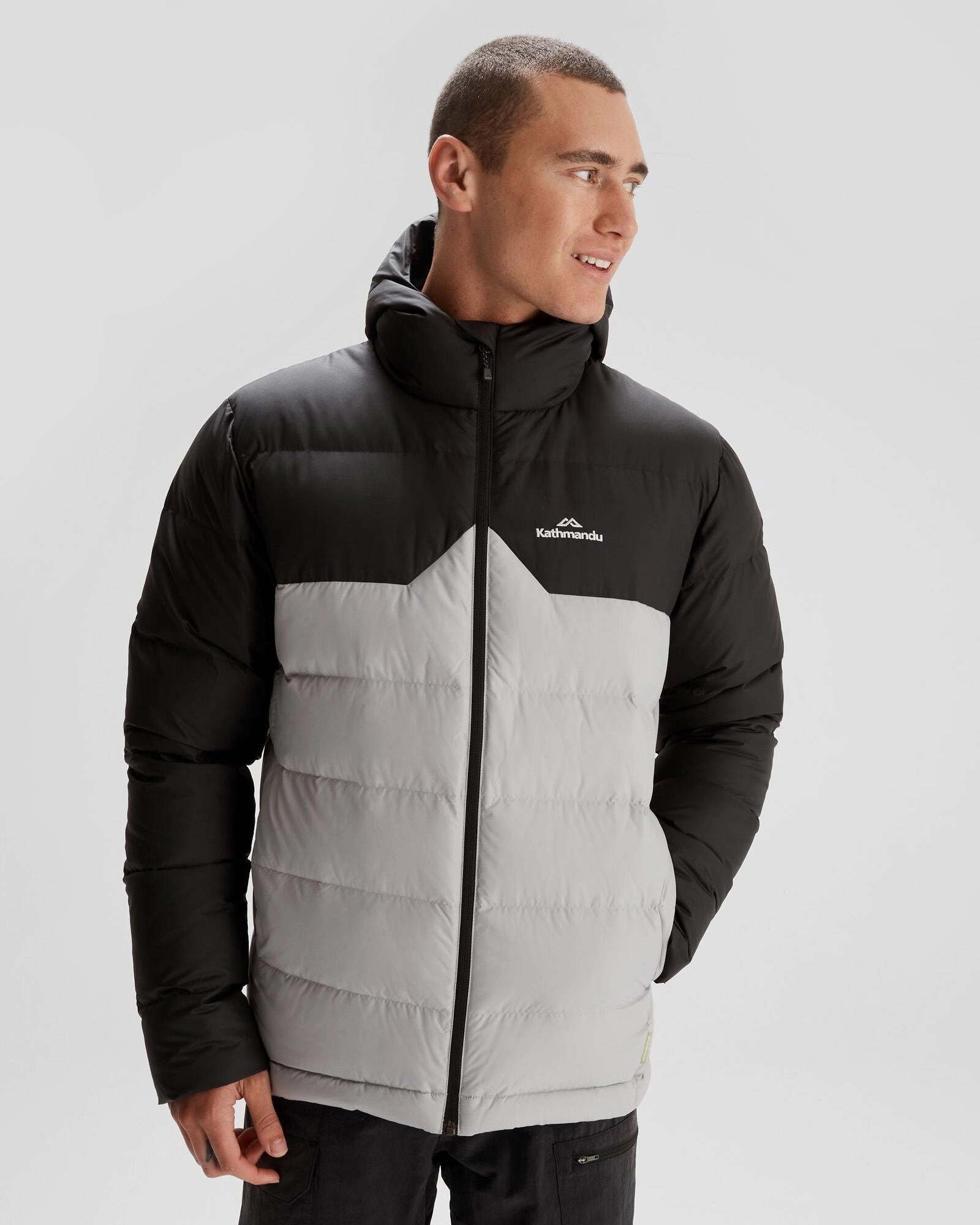 Cold Days Non Restrictive Armholes Men's Epiq Hooded Down Jacket - Steel Grey/Black