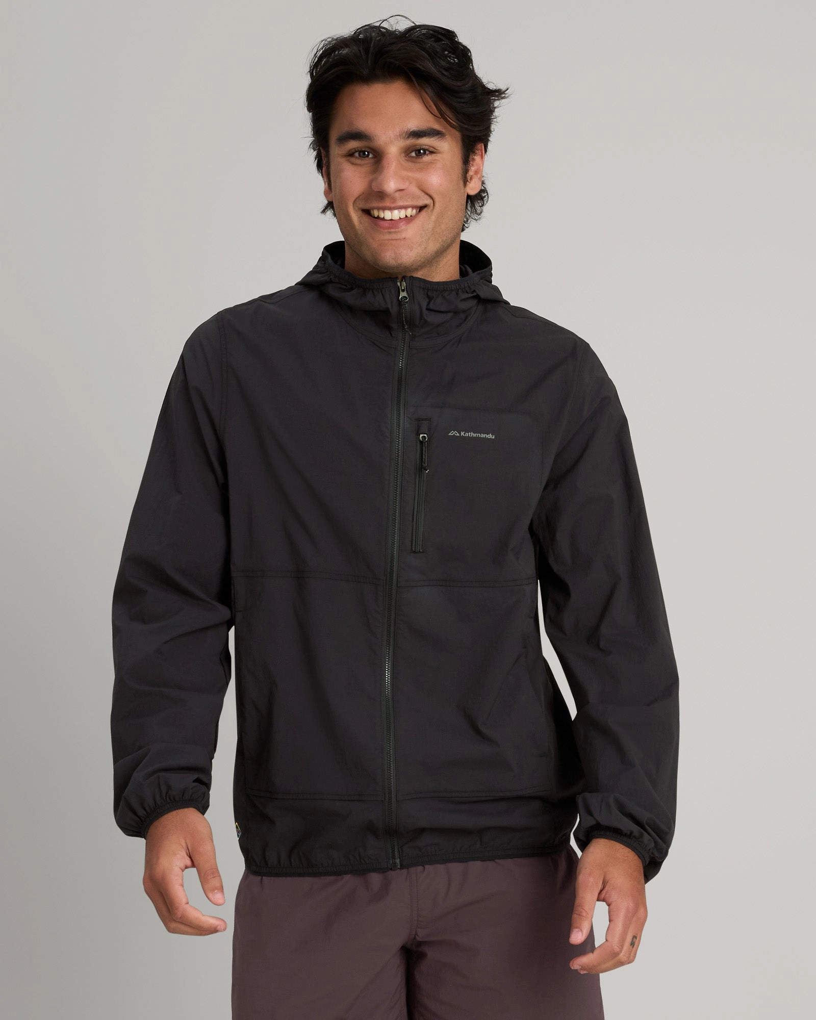 Men's EVRY-Where Stretch Windbreaker - Black Stingray Effortless Travel Wear Stretch Weave Fabric