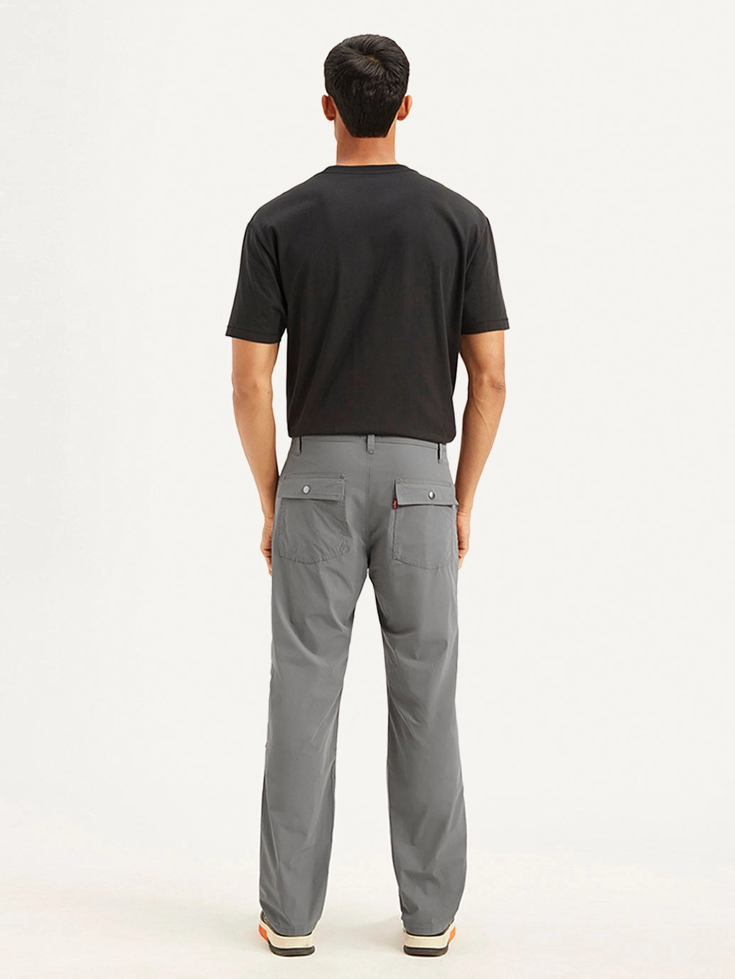 Men's Grey Loose Fit Chino Cargos Rayon drape LowProfileTopstitching