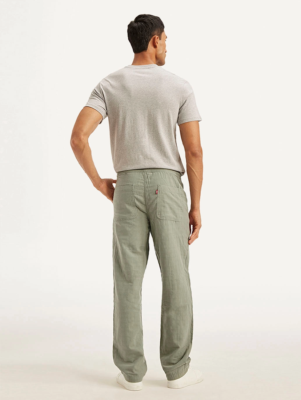 Sweat Wicking Lining Ripstop Fabric Technology Men's Grey Loose Straight Fit Chino Trousers