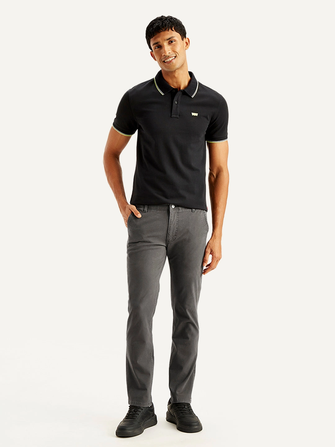 Men's Grey Slim Fit Chinos All Season Crisp Design