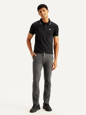 Breathable mesh design Men's Grey Slim Fit Chinos