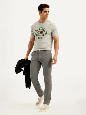 Men's Grey Slim Fit Chinos Easy Stretch Fit Tapered ankle