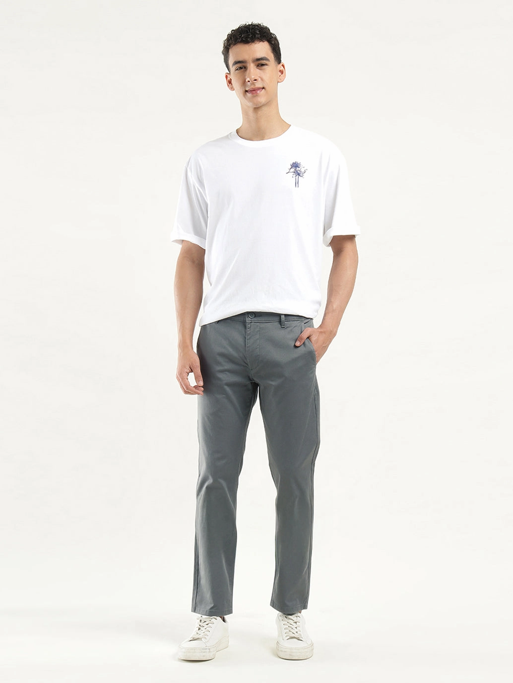 Slim Fit Design Functional fashion wear Men's Grey Slim Fit Chinos