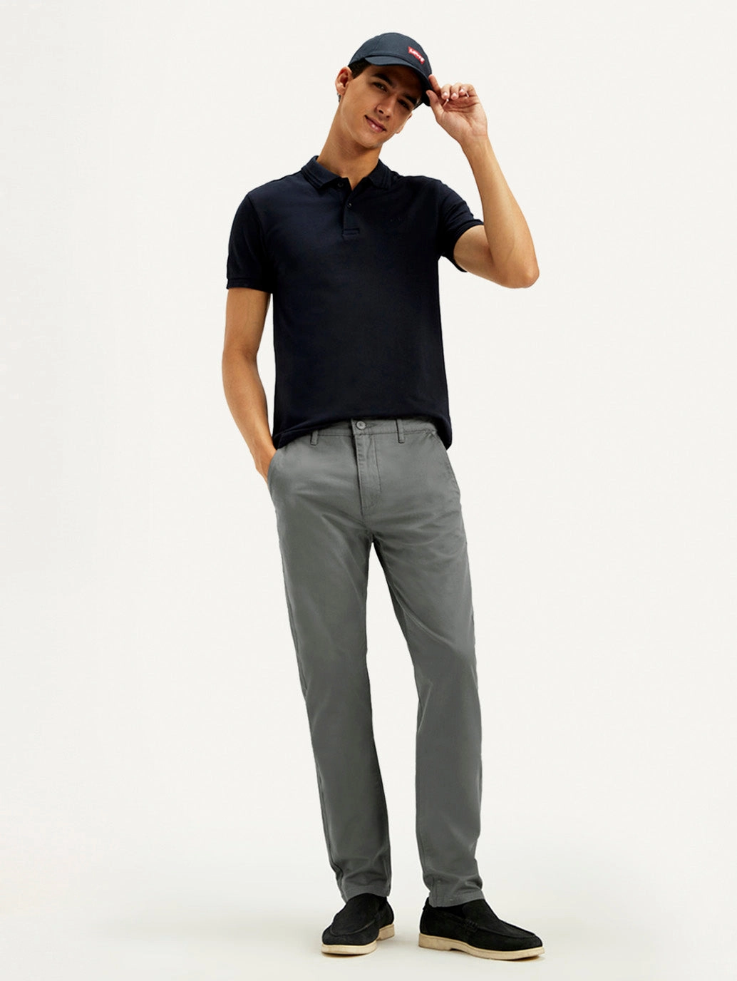 Men's Grey Slim Tapered Fit Chinos Casual Essentials