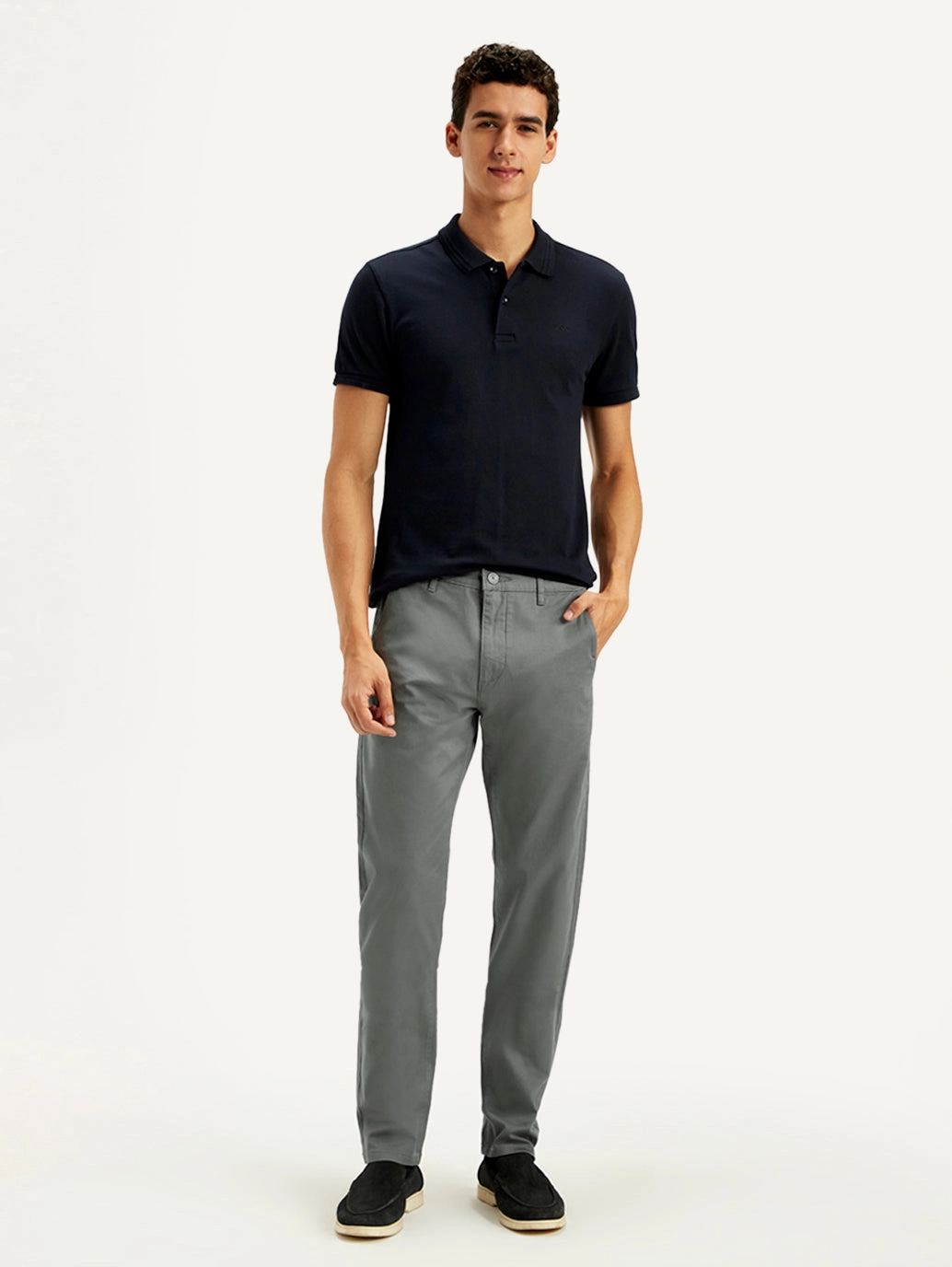 Men's Grey Slim Tapered Fit Chinos Core Essential