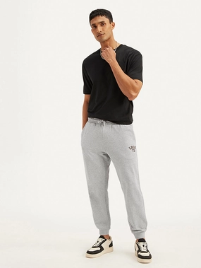Men's Grey Solid Utility Joggers Casual Edge Gusseted Crotch