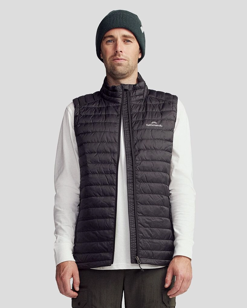 Men's Heli Down Vest - Black Anti Static Weave Weatherproof Technology