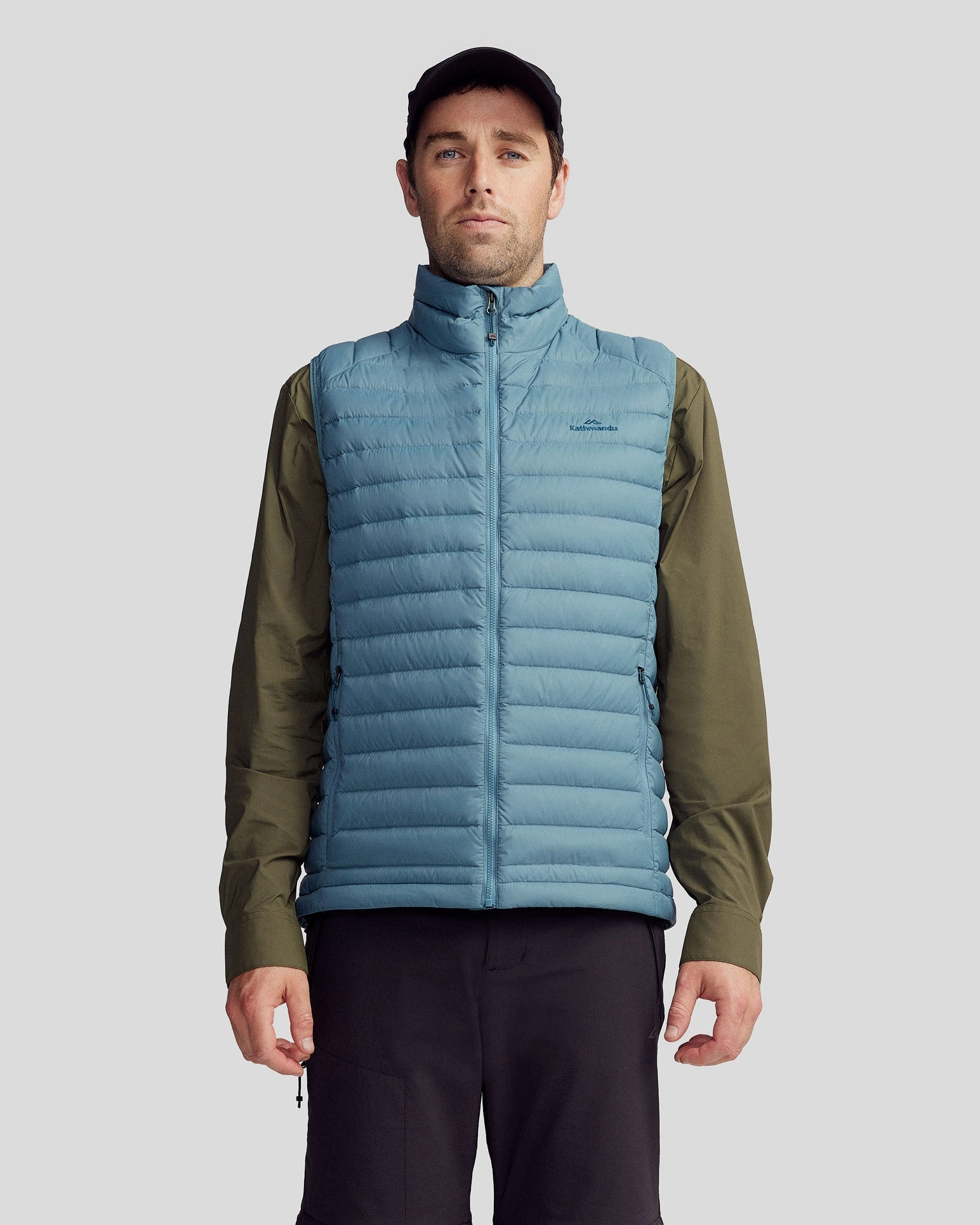 Men's Heli Down Vest v4 - Washed Blue Cool Tone Moisture Wicking Inner Layer