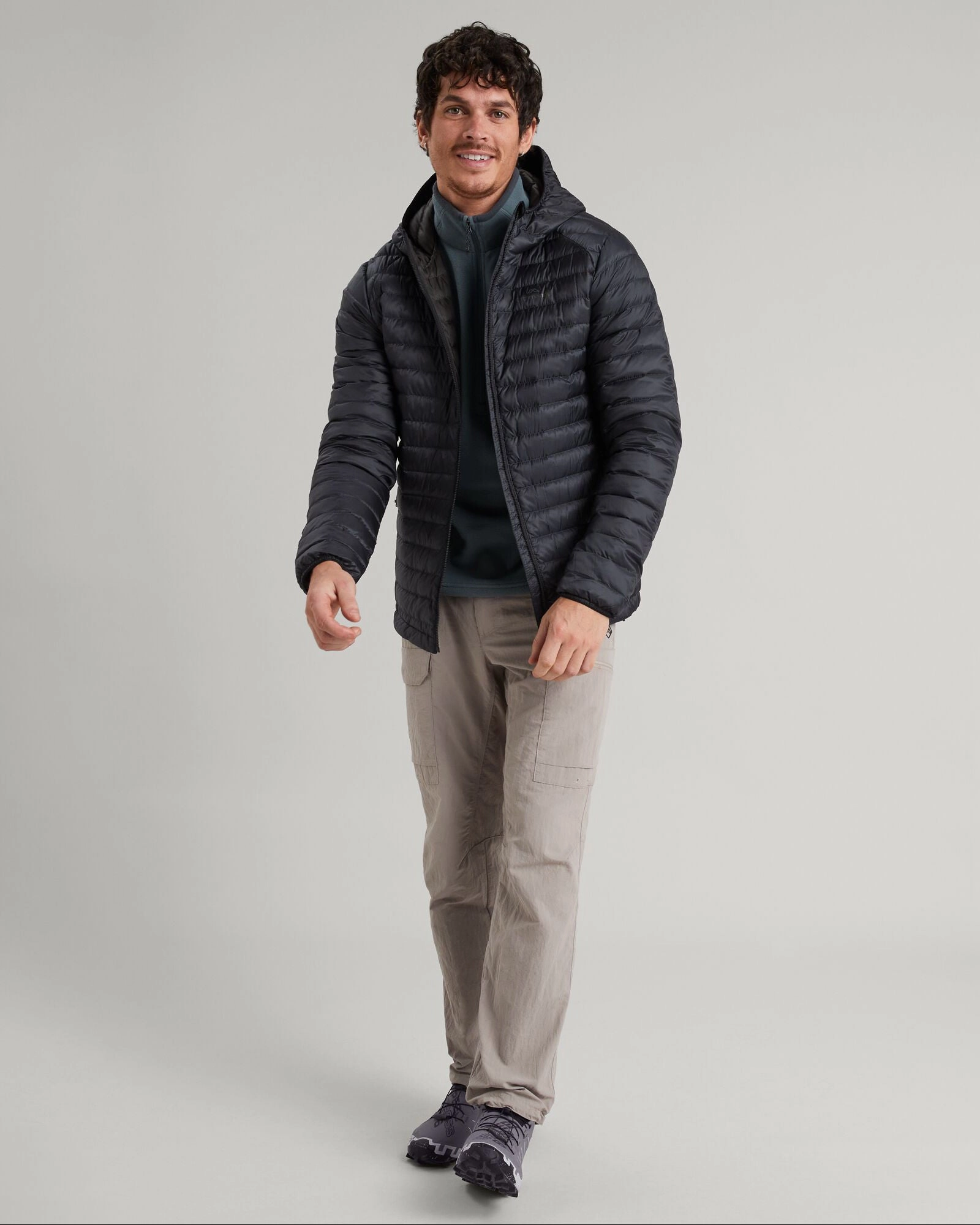 Subtle Fashion Fit Men's Heli R Hooded Down Jacket - Black Stingray