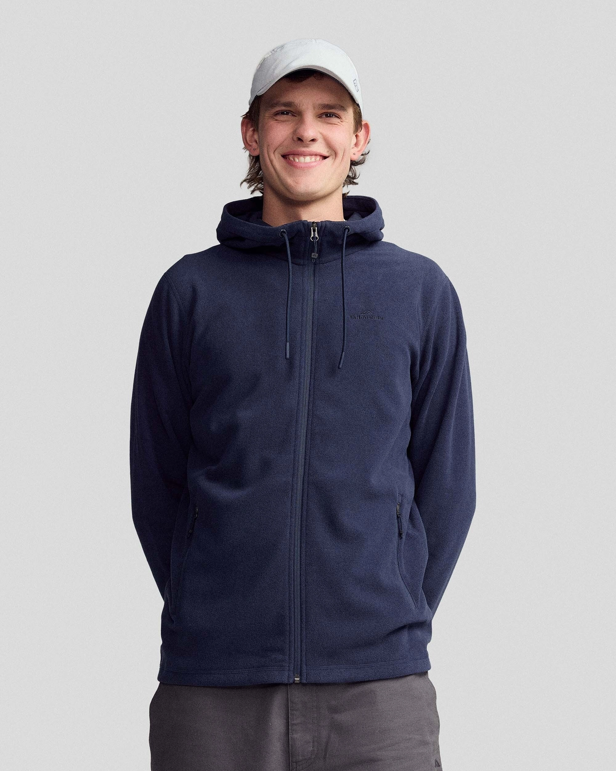 Men's Mt Aspiring Hooded Fleece Jacket  - Pure Navy Vegan Safe