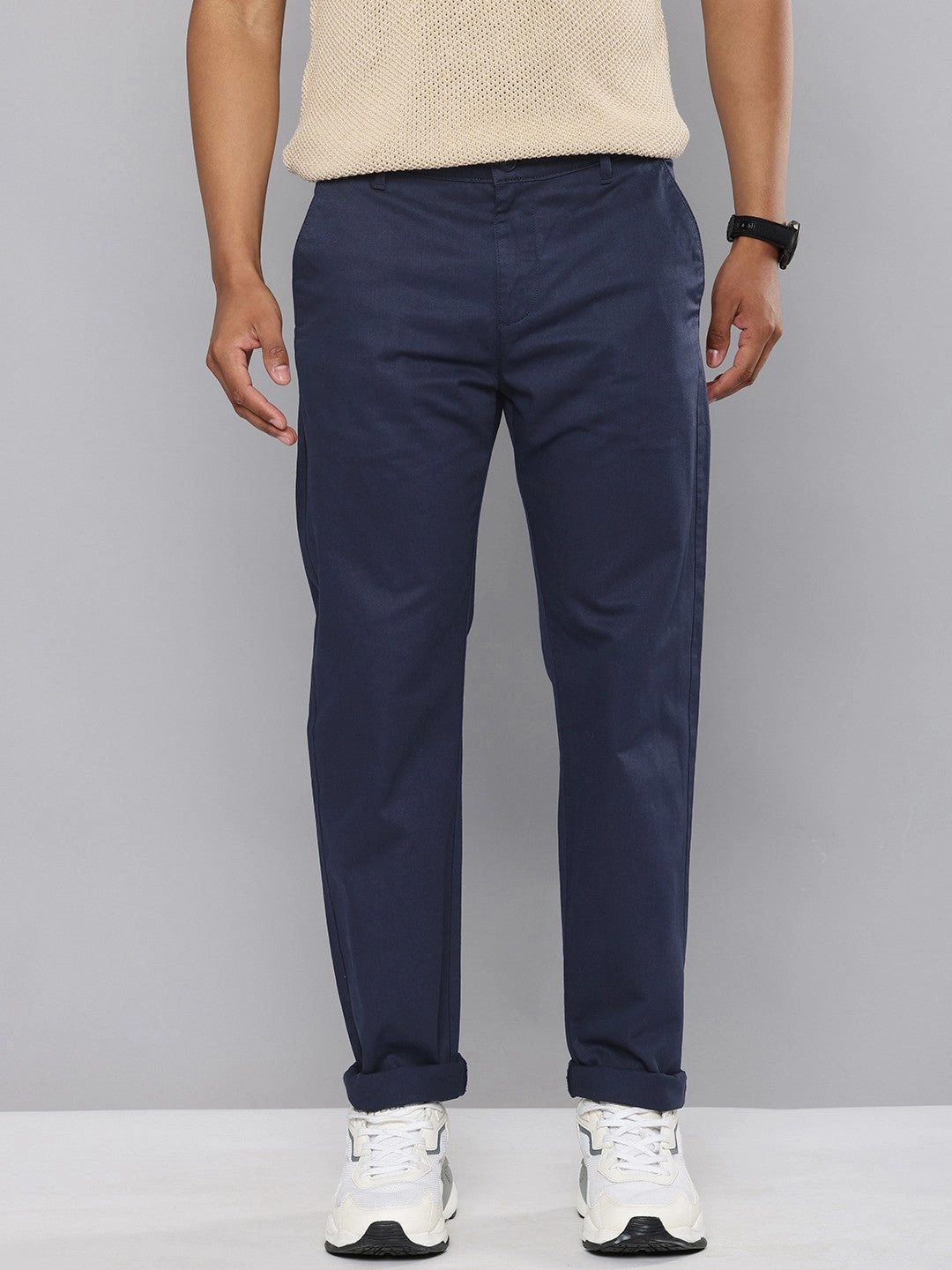 Freedom Fit Men's Navy Blue Tapered Chinos
