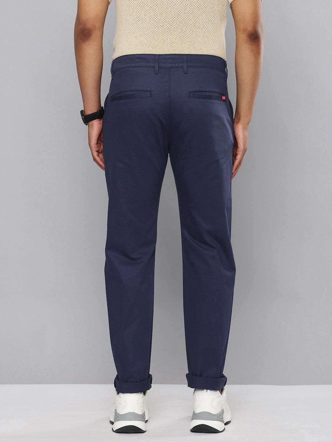 Men's Navy Blue Tapered Chinos Versatile Comfort Wear