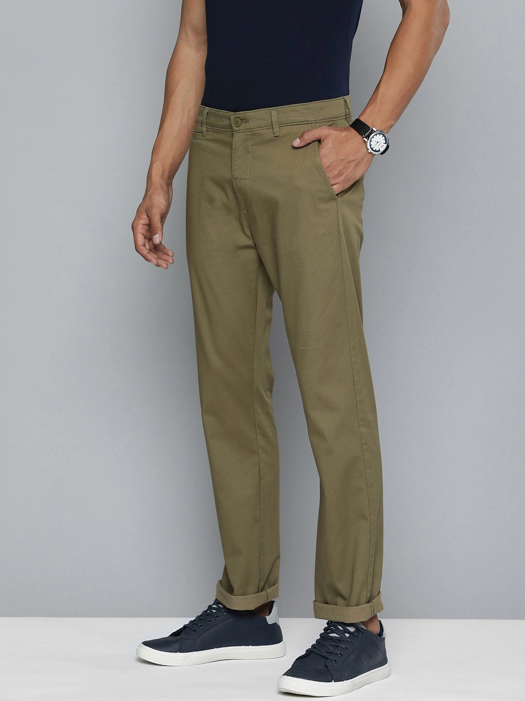 Men's Olive Slim Fit Chino Trousers AbrasionGuardTape