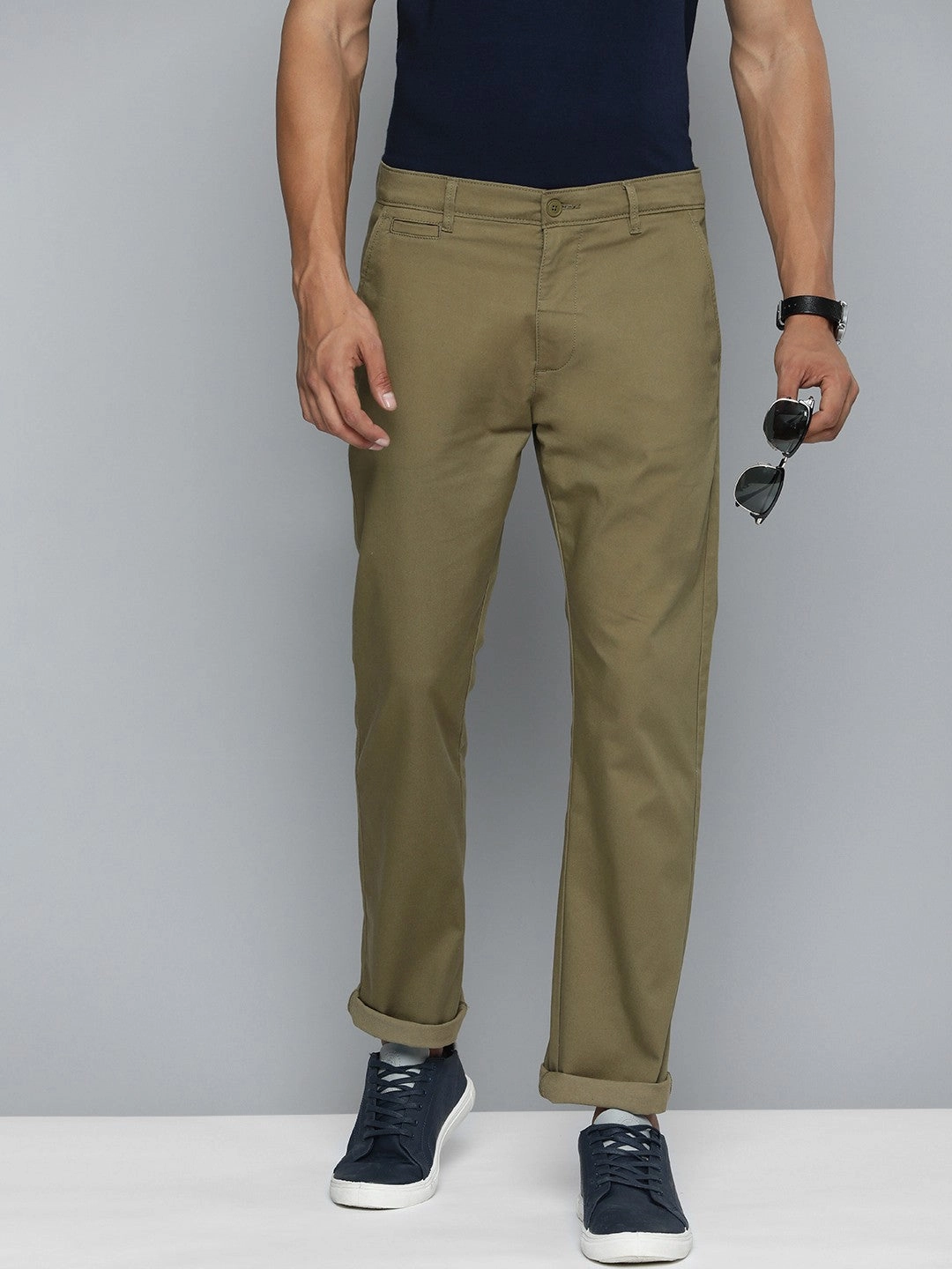 Perfect Silhouette Men's Olive Slim Fit Chino Trousers
