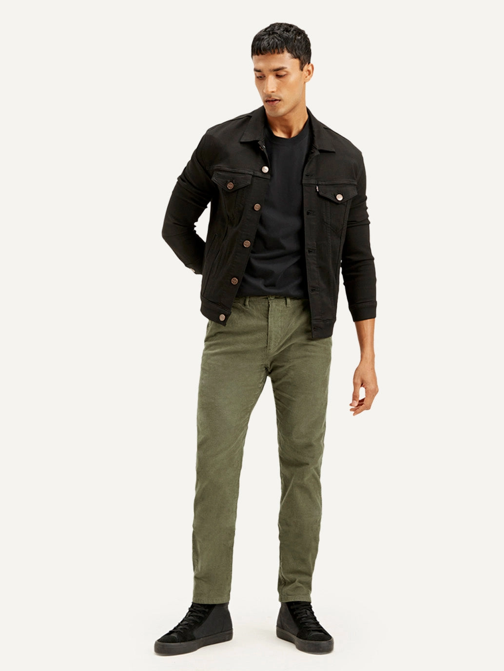 Softened Hem Chic Comfort Men's Olive Slim Tapered Fit Chinos