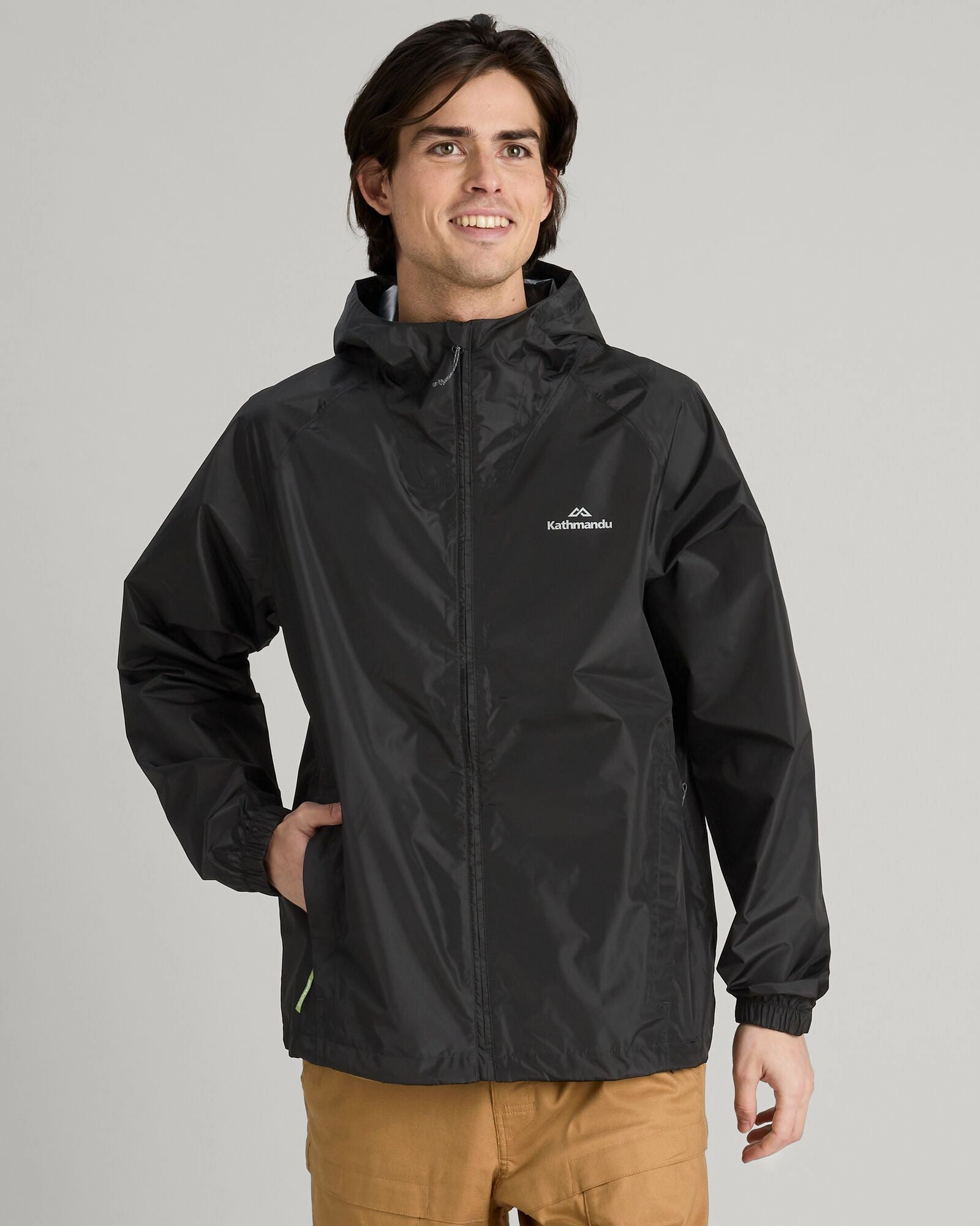 AntiStatic Inner Layer Men's Pocket-it 2-layer Rain Jacket - Black