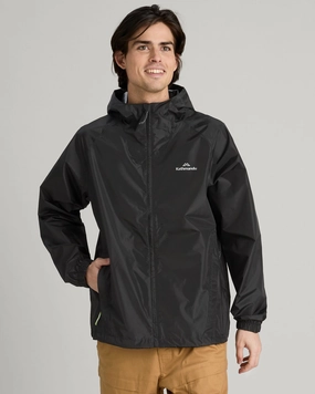 Men's Pocket-it 2-layer Rain Jacket - Black Thermal Lined Down Stuffed