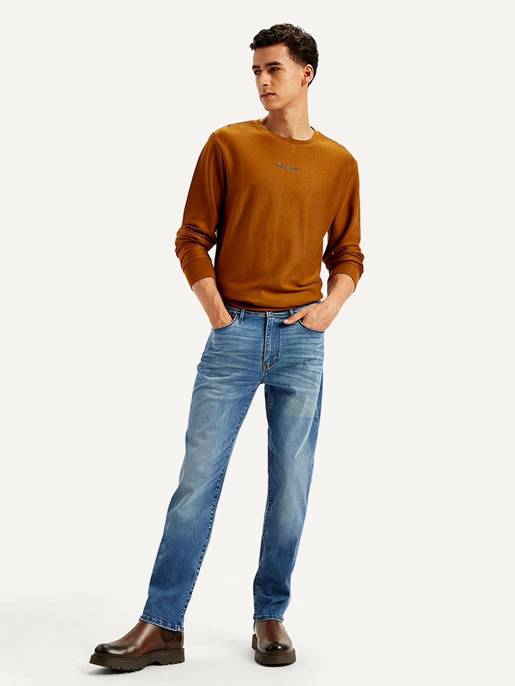 Quality Basic Teen Outfit Nature Lover Unisex Wear Men's Redloop 511 Blue Slim Fit Mid Rise Jeans