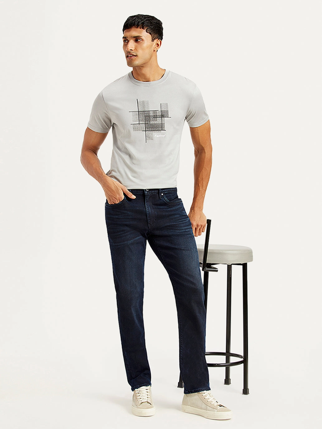 Men's Redloop 511 Navy Blue Slim Fit Mid Rise Jeans Easy Fashion