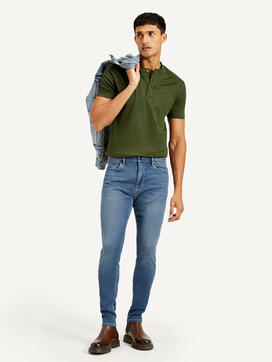 City Walk Bold Look Men's Redloop 512 Blue Slim Tapered Fit Mid Rise Jeans