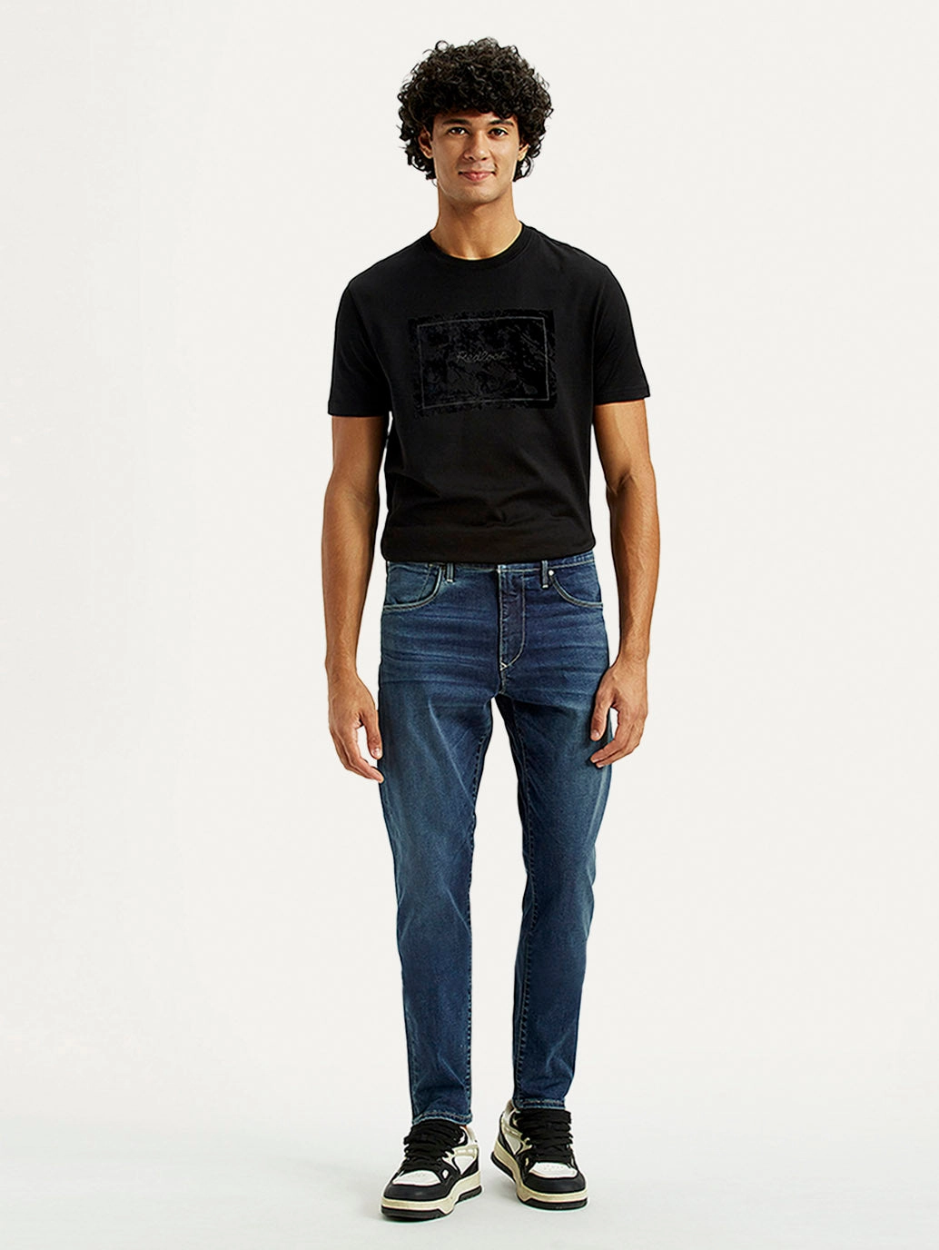 Go-To Basic Simple Wear Men's Redloop 512 Dark Indigo Slim Tapered Fit Mid Rise Jeans