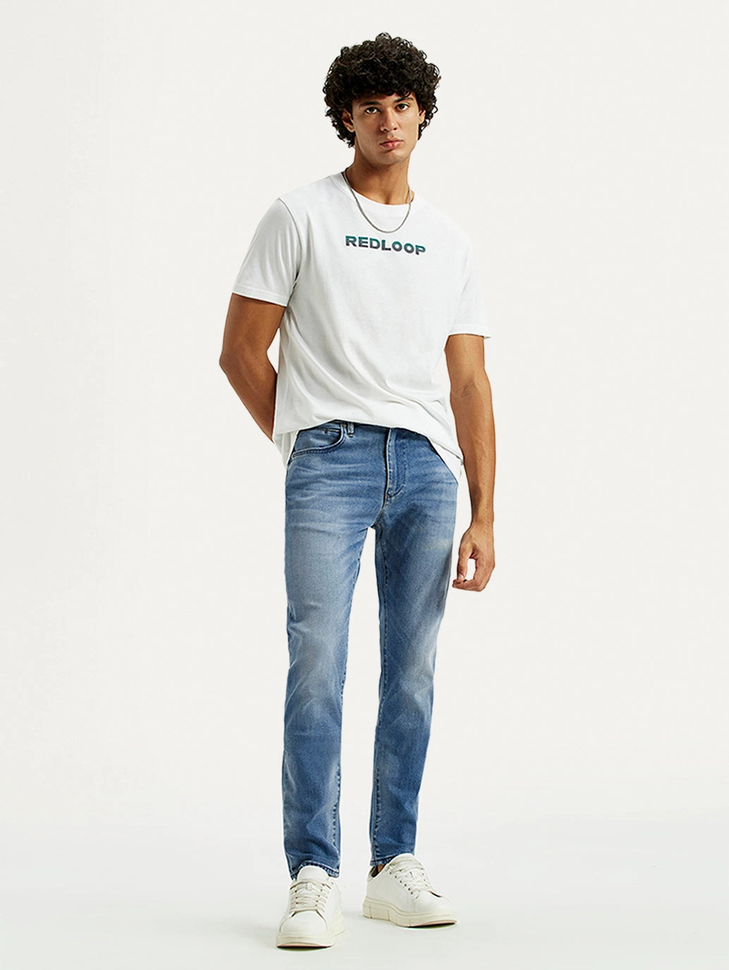 Men's Redloop 512 Indigo Slim Tapered Fit Mid Rise Jeans Rainy Day Brunch Outfit Multi Season Piece