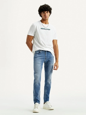 Men's Redloop 512 Indigo Slim Tapered Fit Mid Rise Jeans Rainy Day Brunch Outfit Multi Season Piece