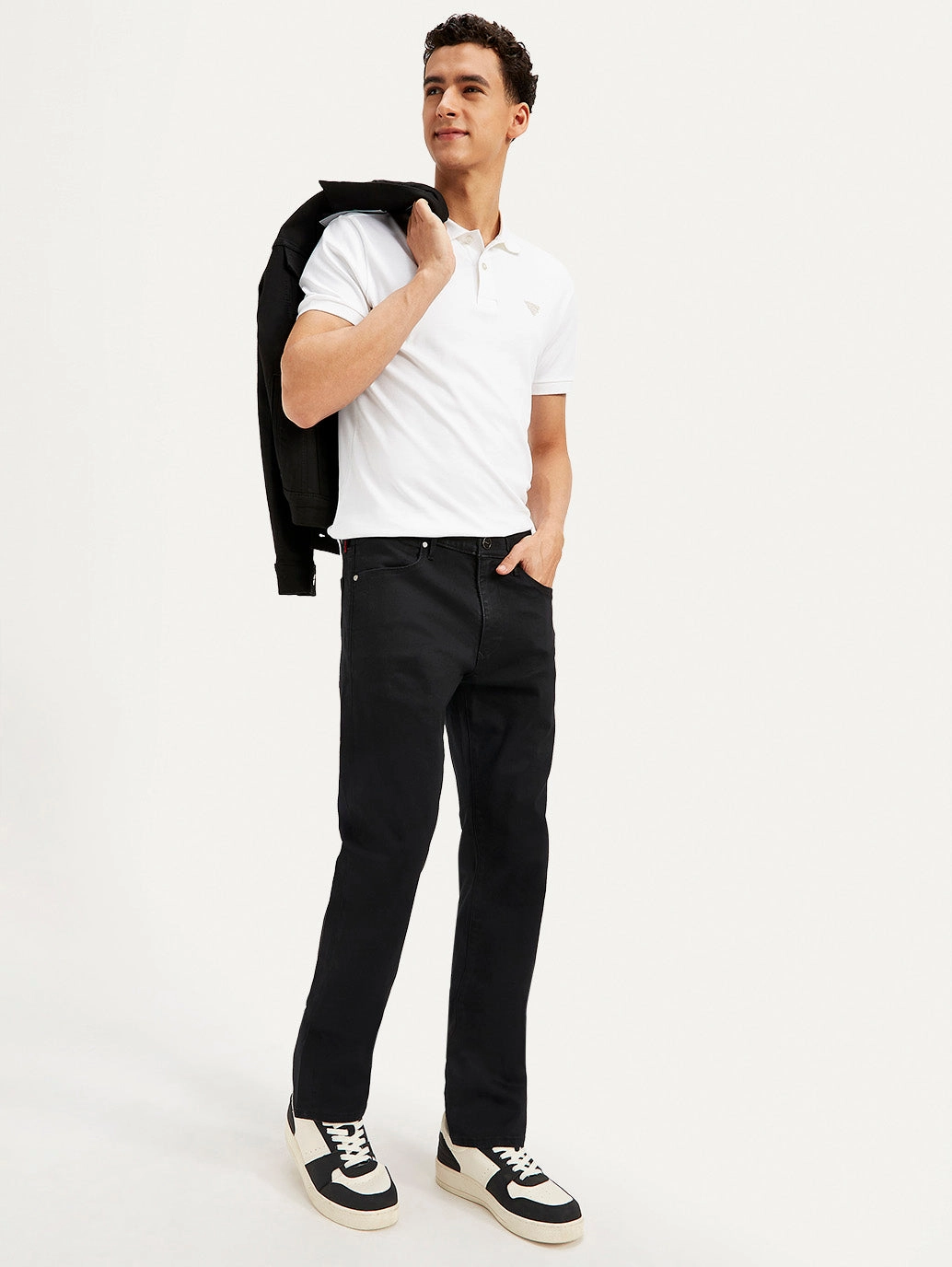 Casual Friday Parent Style Travel Outfit Fitted Comfort Men's Redloop 513 Black Slim Straight Fit Mid Rise Jeans