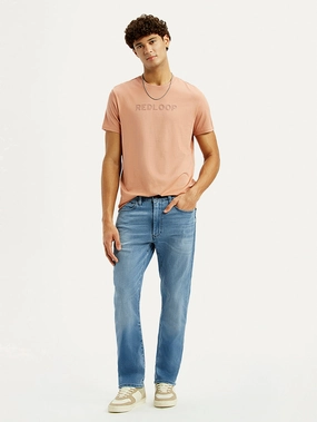 Fray Resistant Hem Men's Redloop 513 Light Blue Slim Straight Fit Mid Rise Jeans