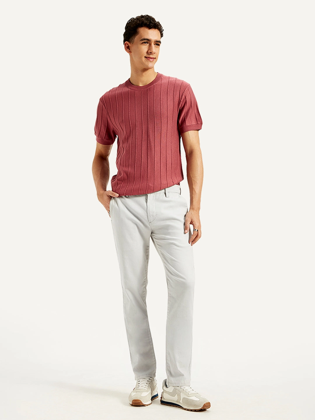 All-Purpose Wear Men's Redloop Light-Grey Slim Fit Linen Chinos