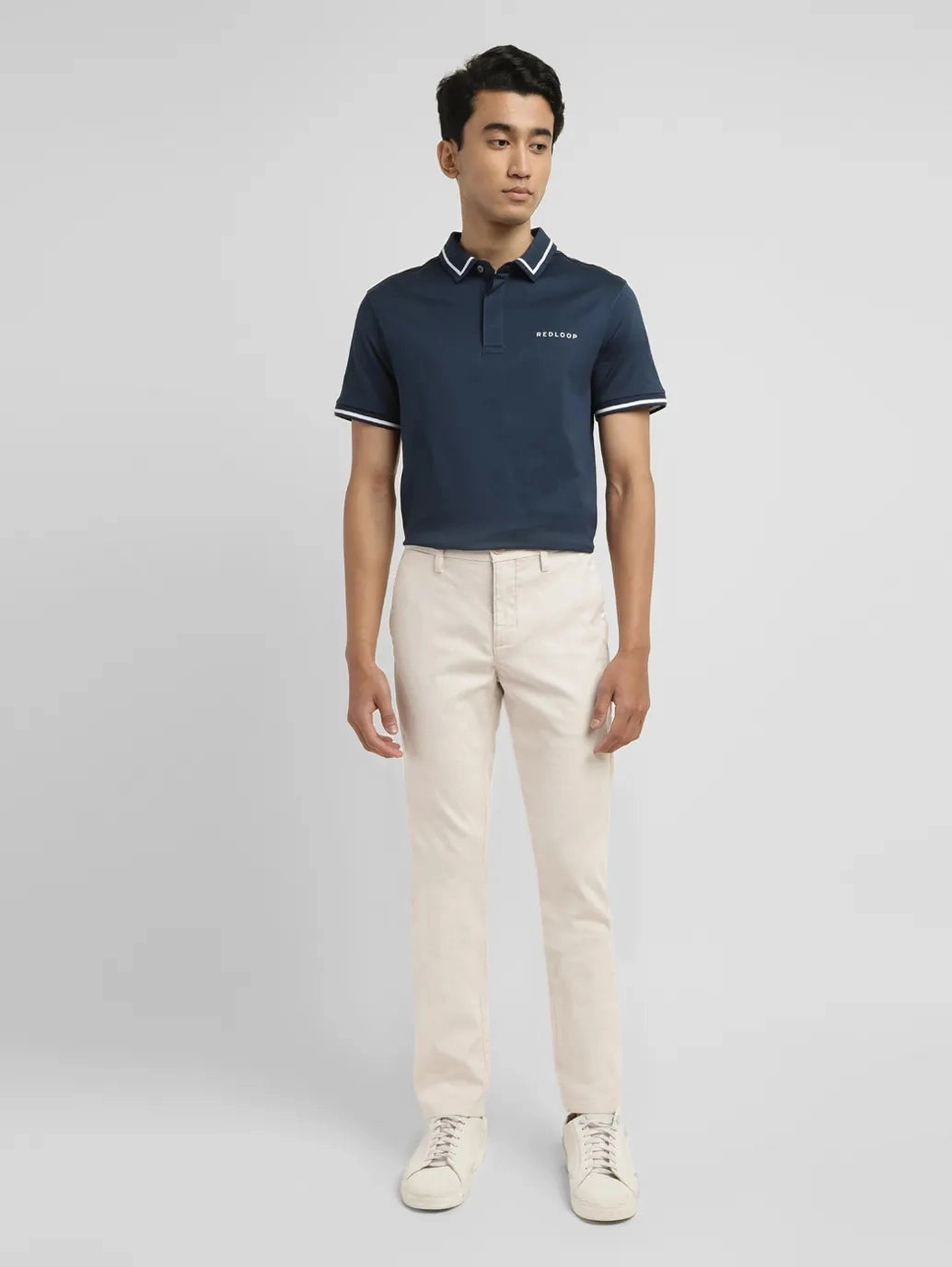 Minimal Waistband No Tag Men's Redloop Regular Fit Cream Chinos