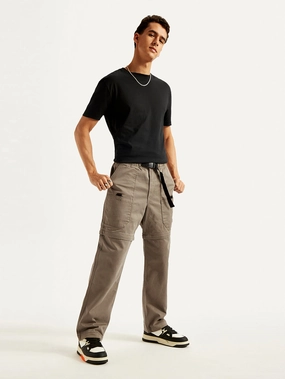 Easy Motion DoubleLayeredFabric Men's Taupe Regular Fit Utility Cargo Trousers