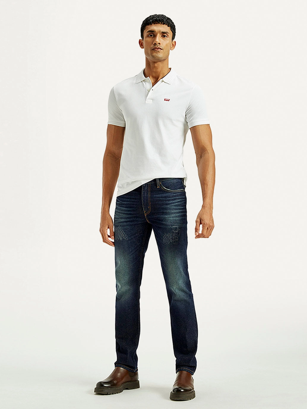 Unfaded Hemline Night Out Everyday Holiday Vibes Men's Tinted 511 Dark Indigo Slim Fit Mid Rise Jeans