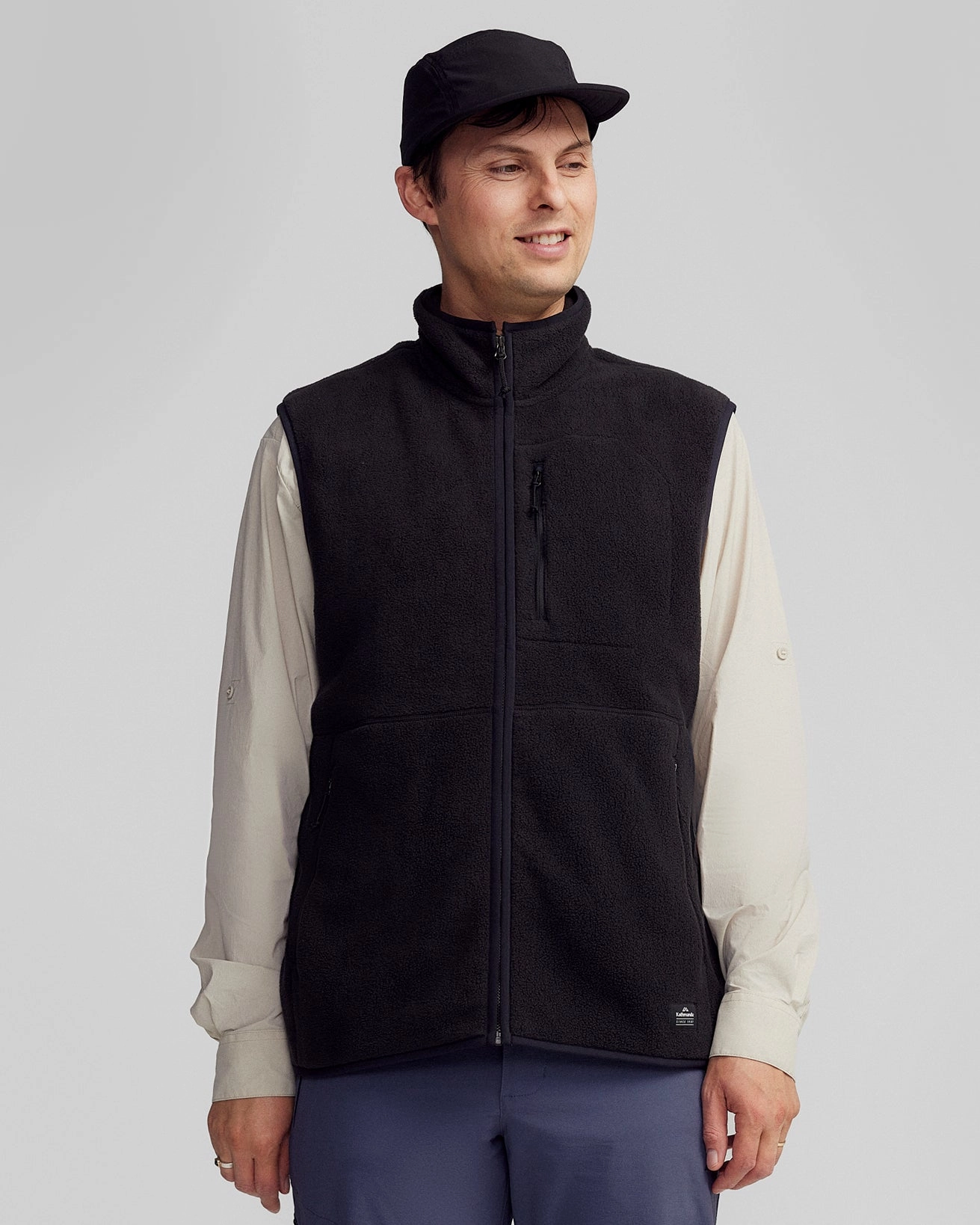 Ventilated Back Panel Men's Trailhead Fleece Vest - Black Stingray