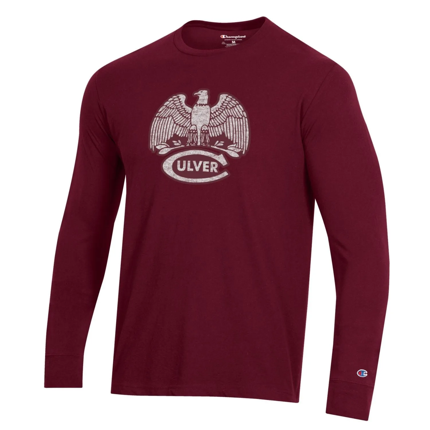 Men's Champion Long Sleeve Tee - Maroon Relaxed fit style