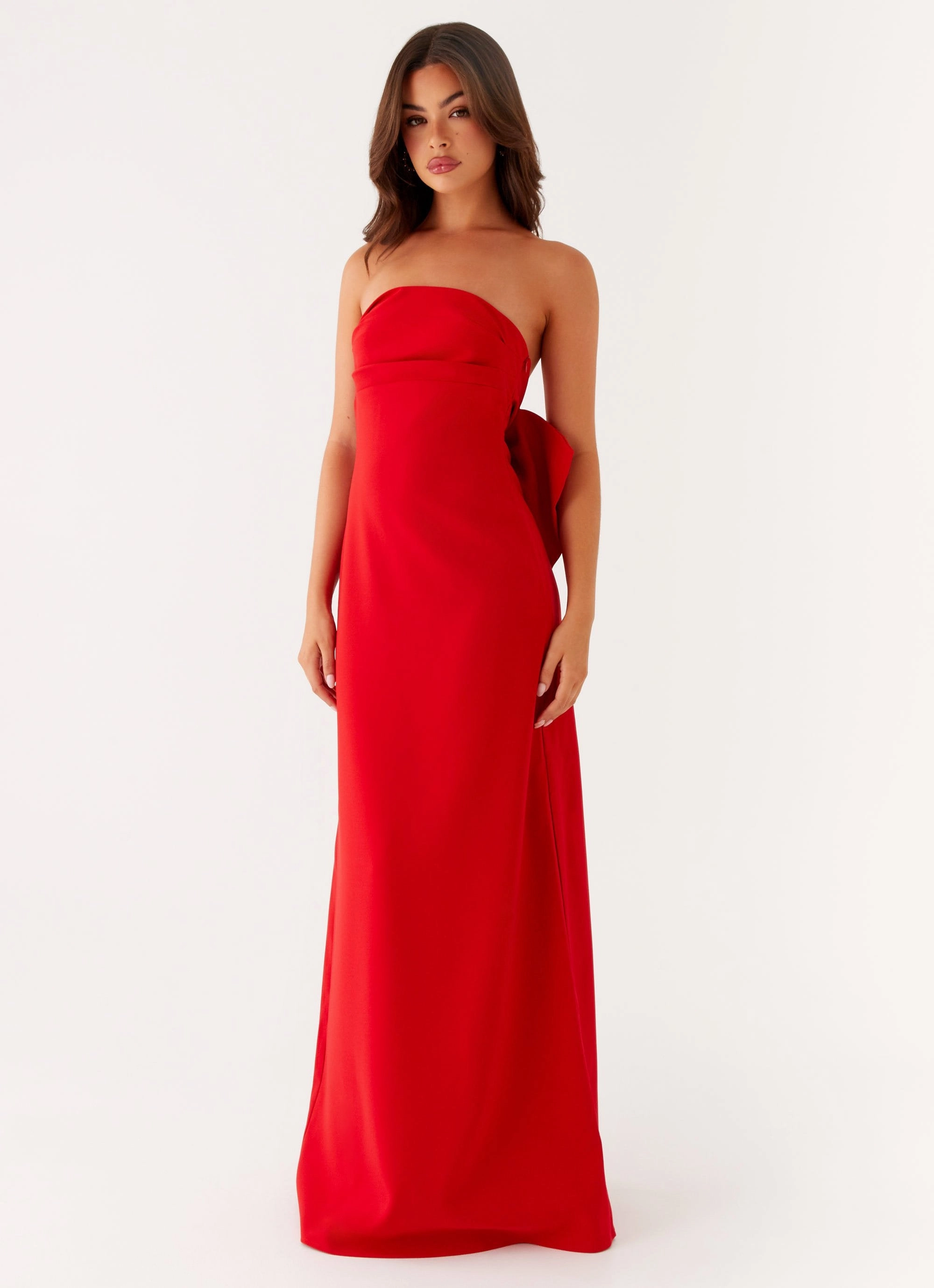 Balloon-Sleeve Event Mood Meredith Maxi Dress - Red