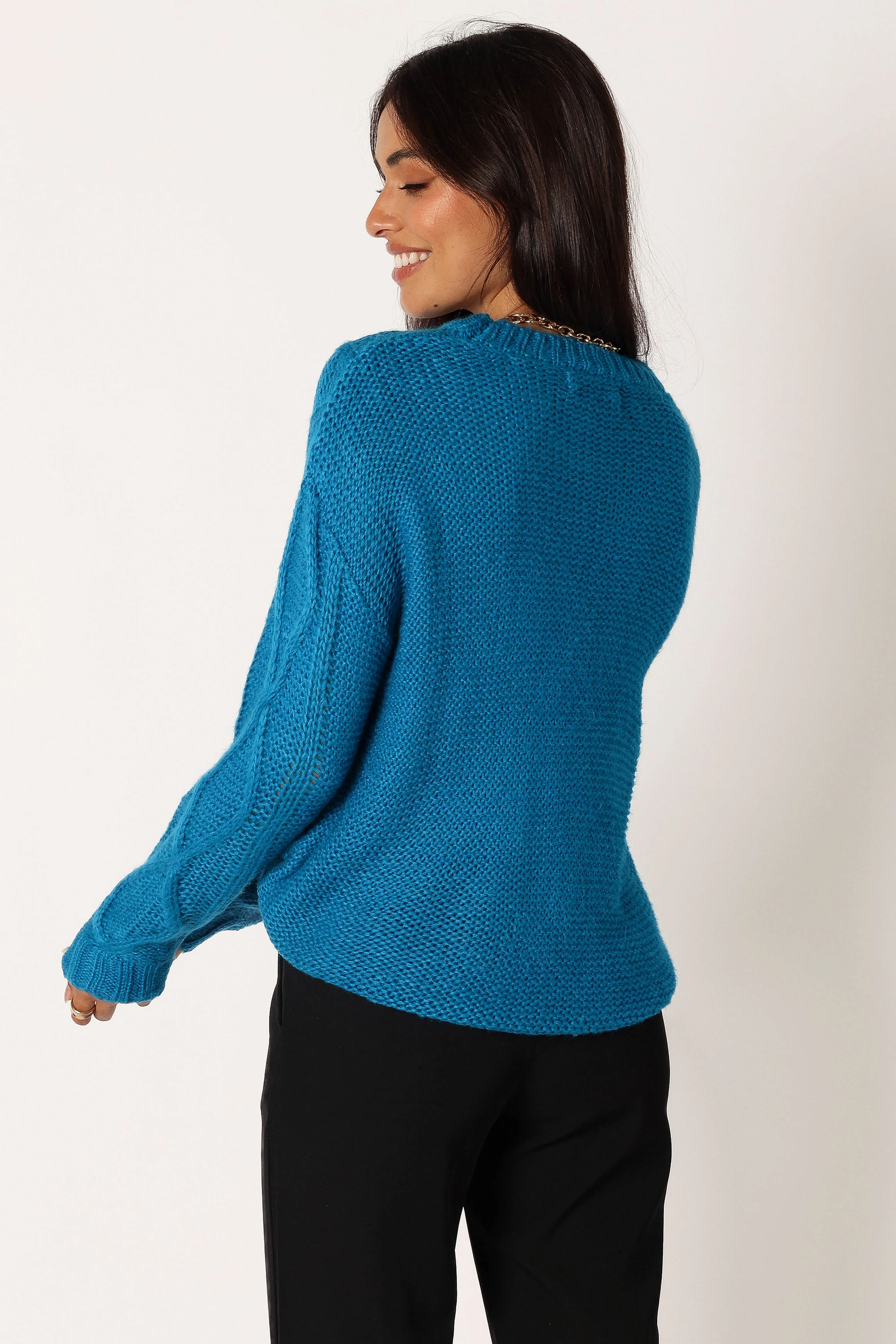 High Thread Count Cozy Lining Michaela Knit Sweater - Royal Blue